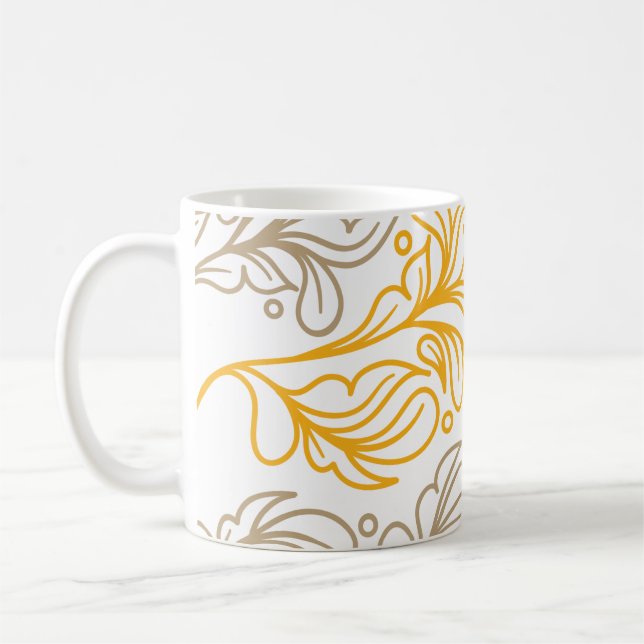 Mug Design en feuille Boho d'or (Gauche)