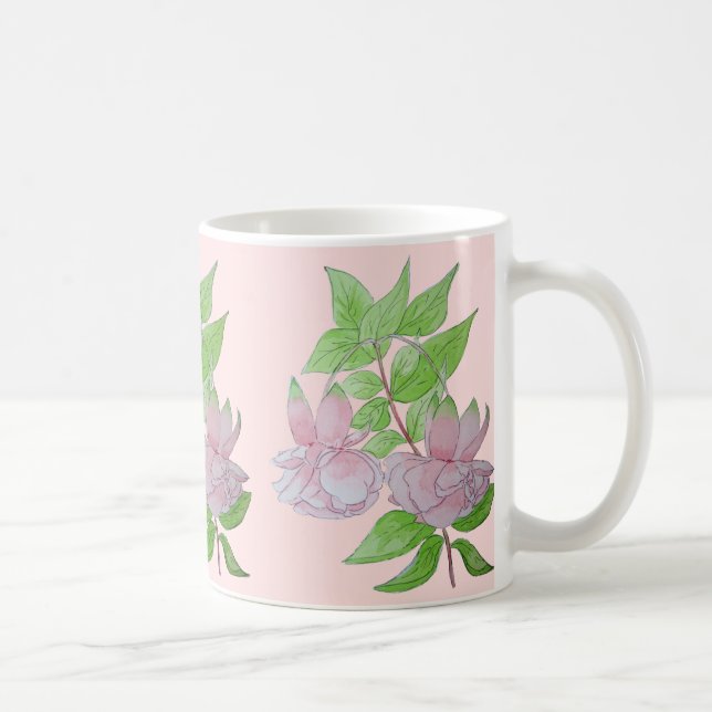 Mug design floral avec de jolies fleurs roses (Droite)