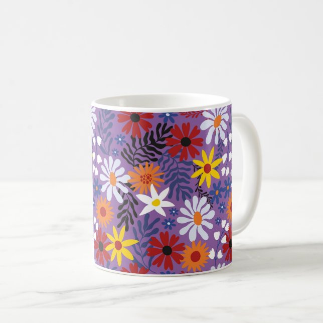 Mug Design floral dynamique (Devant droit)