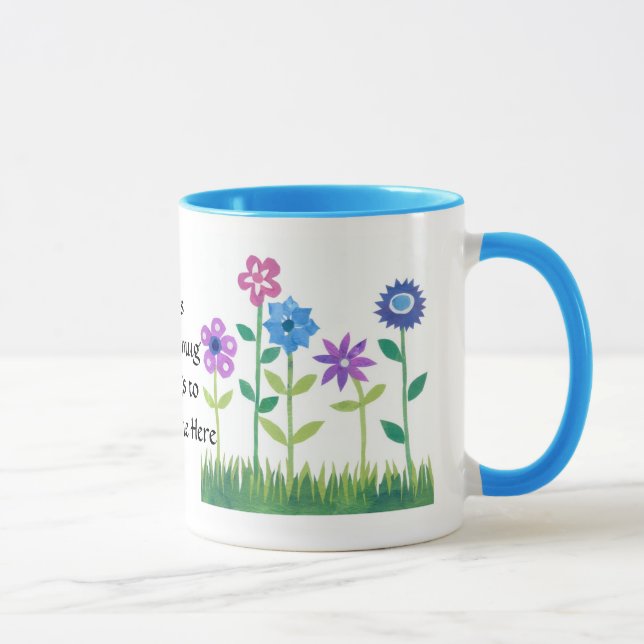Mug Design floral moderne en rose, violet et bleu (Droite)