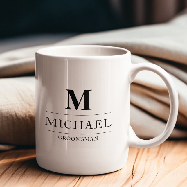 Mug Design moderne Groomsmen Cadeaux Monogramme Best M (Créateur téléchargé)
