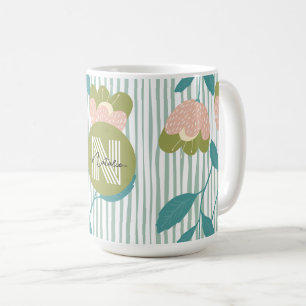 Mug Design monogramme élégant avec bleu motif mignon