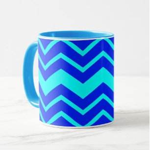 Mug Design Motif Blue Zig Zag Chevron