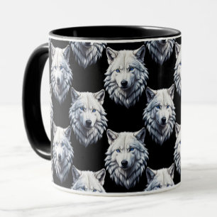 Mug Design Motif de tête de loup blanc