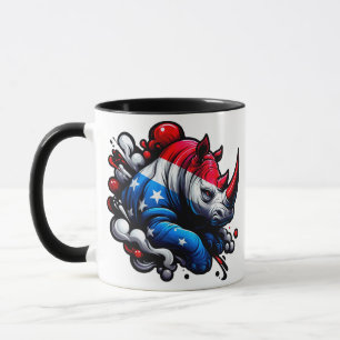 Mug "Design patriotique rhinocéros"
