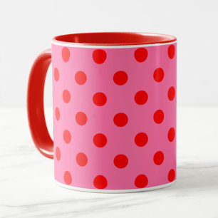 Mug Design Pois rouge sur rose