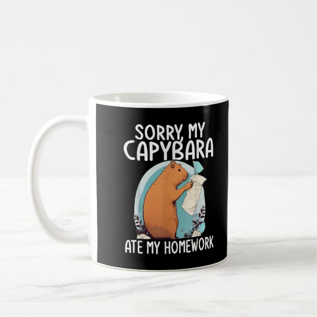 Mug Désolé, mon capybara a mangé mes devoirs, drôle (Gauche)