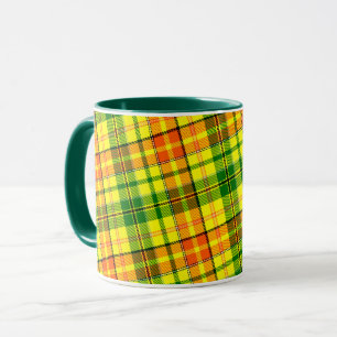 Mug Dessin à carreaux tartan jaune orange vert