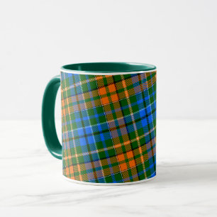 Mug Dessin à carreaux tartan vert orange bleu 