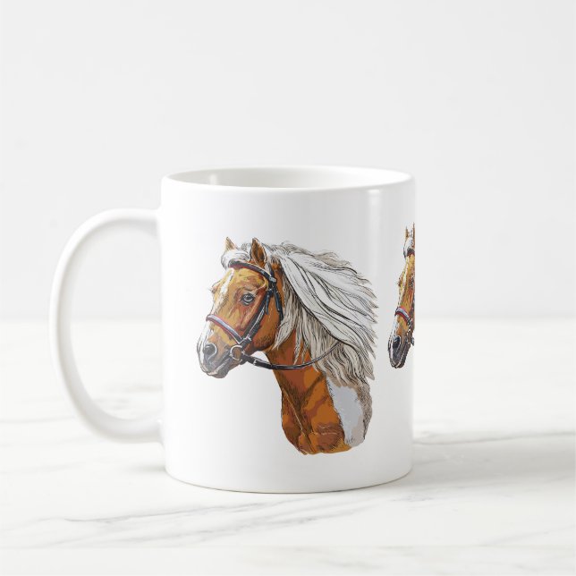 Mug Dessin à la main portrait de cheval (Gauche)