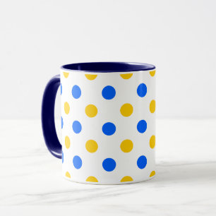 Mug Dessin à points blancs bleus jaunes 