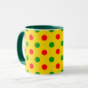 Mug Dessin à pois jaunes rouges et verts