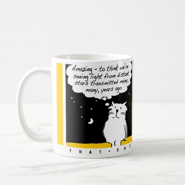 Mug Dessin amusant de Cat Looking at the Stars (Gauche)