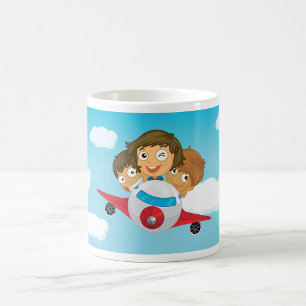 Mug Dessin animé d'avion volant pour enfants, amusemen