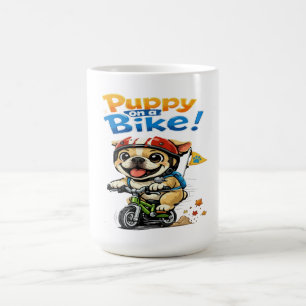 Mug Dessin animé d'un chiot mignon à vélo