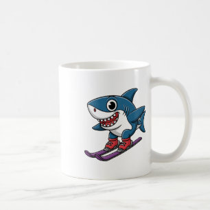 Mug Dessin animé requin ski sports alpins neige humour