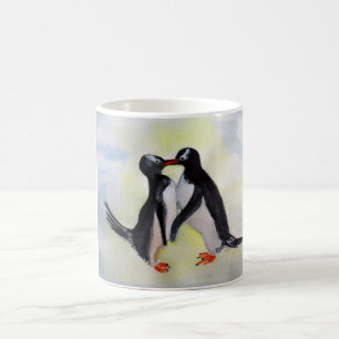 Mug Dessin Aquarelle Manchots S'embrassant