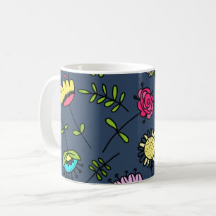 Mug Dessin artistique de motif floral fantaisiste