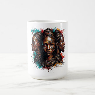 Mug Dessin artistique de trois femmes au visage tribal