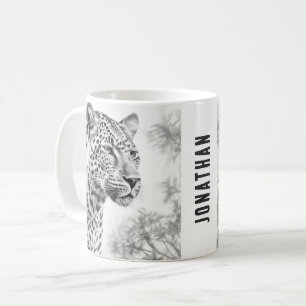 Mug Dessin au crayon léopard africain