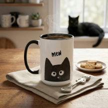 Dessin au crayon mignon Chat noir Mew Fantaisiste