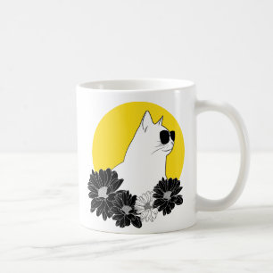 Mug Dessin au trait chat avec les sunglass, le soleil