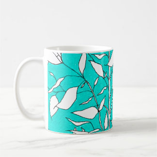 Mug Dessin au trait d'arbre de Ficus sur fond bleu
