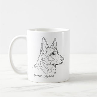 Mug Dessin au trait de Berger allemand avec nom de l'a