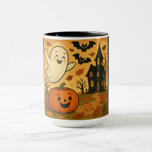 Mug Dessin citrouille du fantôme d'Halloween/automne m