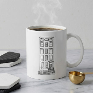 Mug Dessin d'appartement classique avec perron à New Y