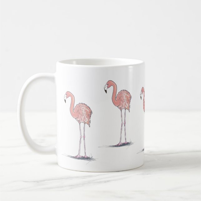 Mug Dessin d'aquarelle de Flamants roses roses (Gauche)