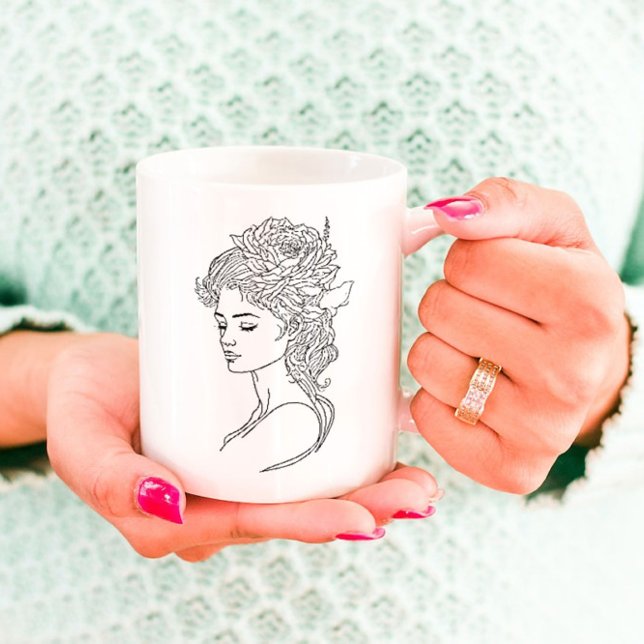 Mug Dessin d'art minimaliste avec contour de contour d (Wifey Coffee Mug)