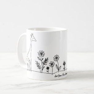 Mug Dessin d'art minimaliste en ligne de fleurs de gir
