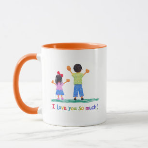 Mug Dessin de Bébés Mignons Je T'Aime Tellement Coloré