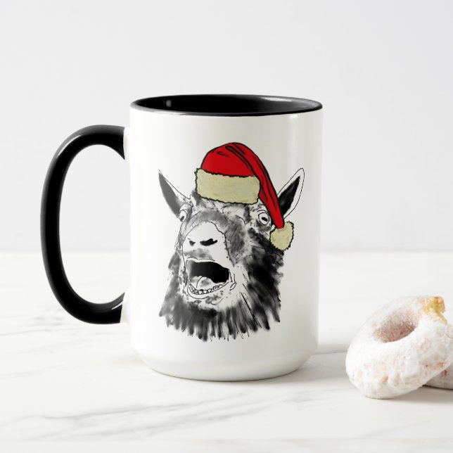 Mug Dessin de chèvre de Noël drôle (Avec donut)