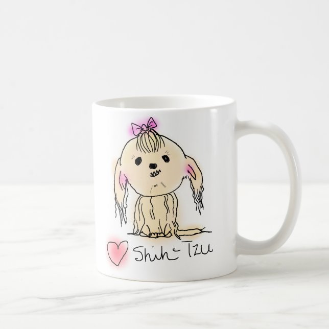 Mug Dessin de Doodle Chih Tzu Femme mignonne (Droite)