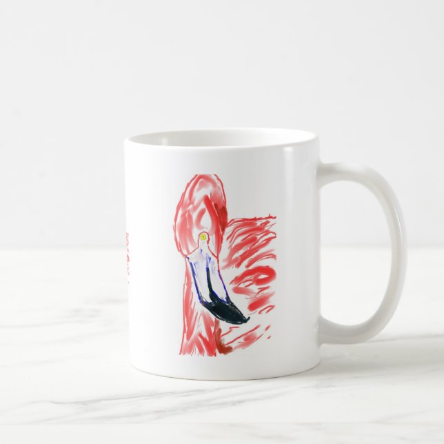Mug Dessin de Flamingoe de rose de peinture à l'huile (Droite)