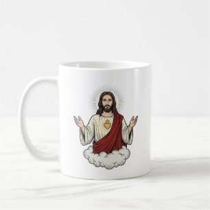 Mug Dessin de gravure vintage dévotionnel du Sacré-Cœu