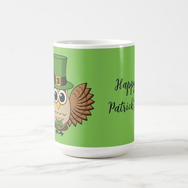 Mug Dessin de la chouette de la Saint Patrick | Ajoute (Centre)
