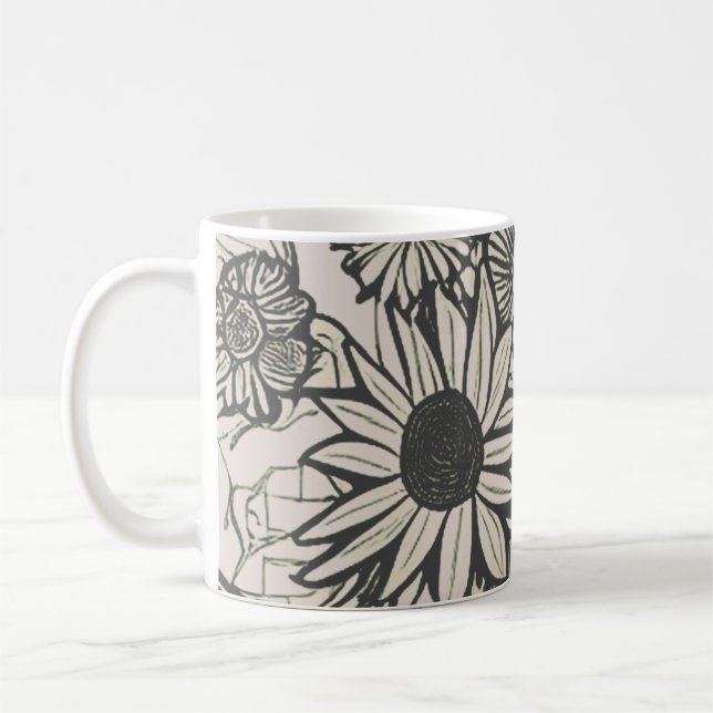 Mug Dessin de ligne Abstraite Art floral (Gauche)