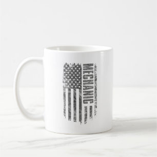 Mug Dessin de mécanicien avec drapeau USA en détresse