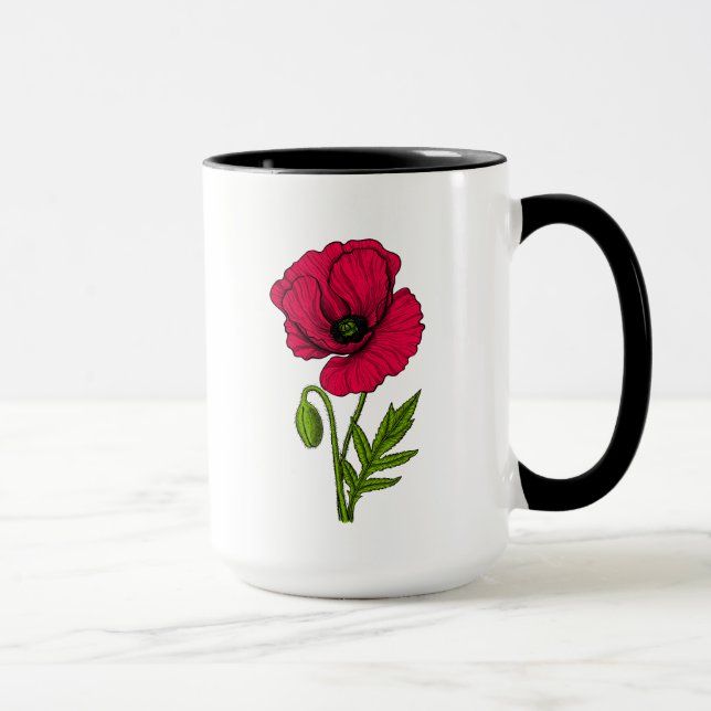 Mug Dessin de pavot rouge (Droite)