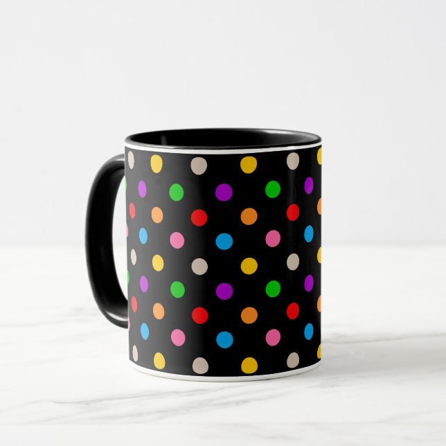 Mug Dessin de points noirs colorés arc-en-ciel  (Devant gauche)