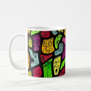 Mug Dessin de visages étranges de dessin animé fluores