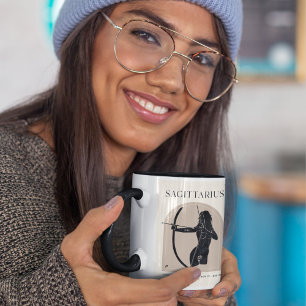 Mug Dessin de zodiaque féminin Sagittaire Brun Noir
