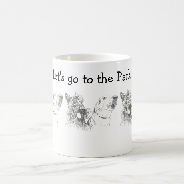 Mug Dessin d'encre écossais Terrier Labrador Friends (Centre)