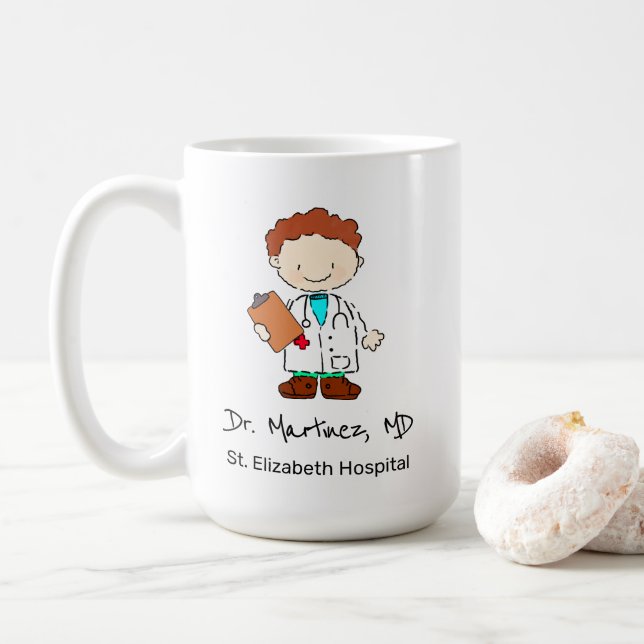 Mug Dessin d'illustrations d'une infirmière personnali (Avec donut)