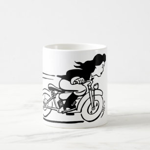 Mug Dessin d'une femme en moto à vélo Chick Art