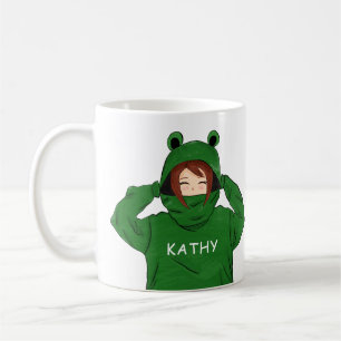 Mug Dessin d'une fille mignonne avec un sweat à capuch