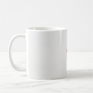 Mug dessin d'une fleur rouge et feuille sur un ba blan